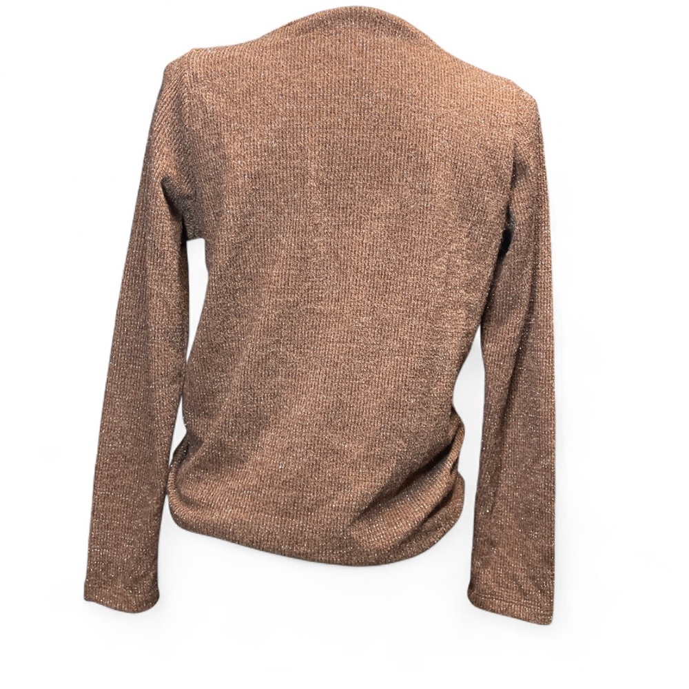 Daytrip Metallic Rust V-Neck Ruched Front Sweater - Picture 3 of 8